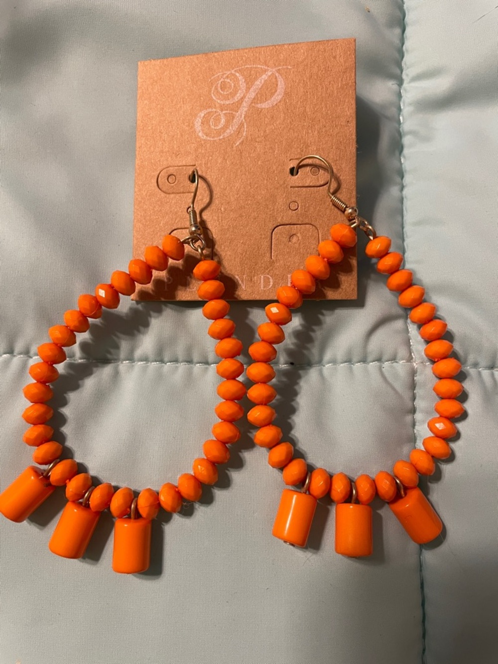 Plunder- Orange Beaded Hoop Earrings